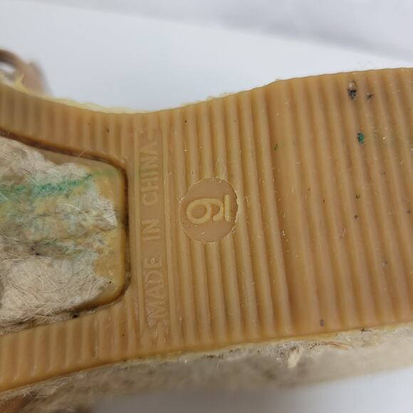 Self Esteem Womens Sandals Size 9 Brown Cork Strap Slingback Wedge Heels - Picture 10 of 10